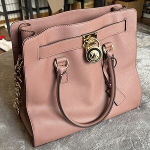 Michael Kors Blush Hamilton Bag with Gold Hardware